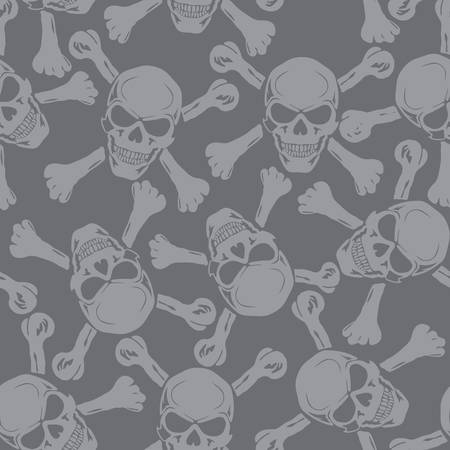 Vector  Evil skull with bones  Warning sign  Seamless のイラスト素材