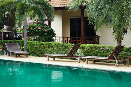 Outdoor resort pool in asia tourist islands