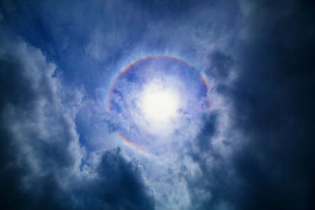 Rainbow Halo around the Sunの写真素材