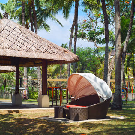 Chairs on Bali, Nusa Dua beach - nature vacation backgroundの写真素材