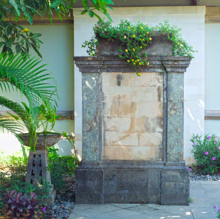 Fountain in backyard, gardening designの写真素材