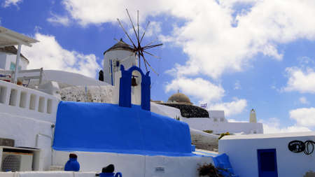 The picturesque and charming island of Santoriniの写真素材