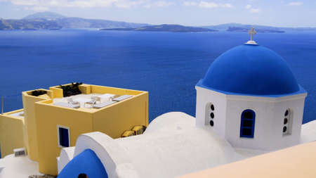 The picturesque and charming island of Santoriniの写真素材