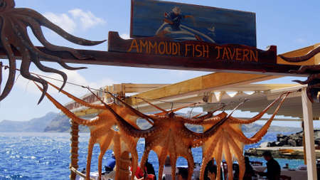 The beautiful and charming island of Santoriniの写真素材