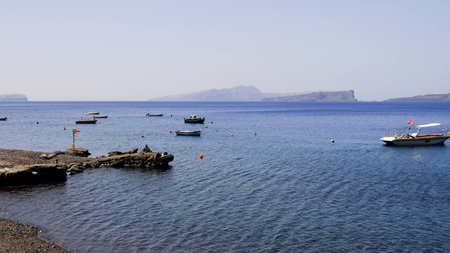 The beautiful and charming island of Santoriniの写真素材
