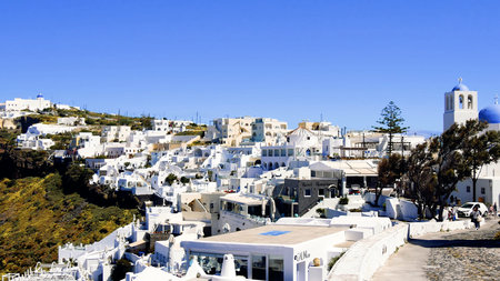 The picturesque and charming island of Santoriniのeditorial素材