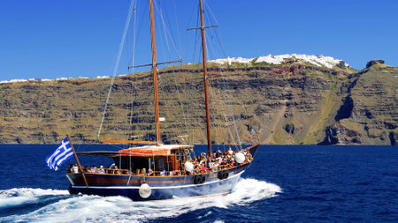 The picturesque and charming island of Santoriniのeditorial素材