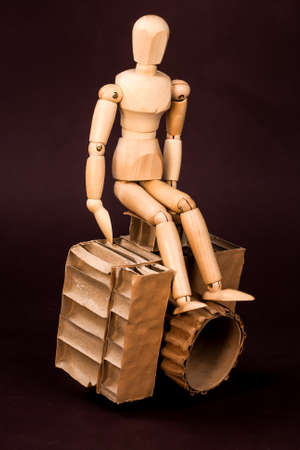 A cardboard camera and an artistの写真素材