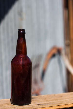An empty beer bottle in the Nevada desertの写真素材