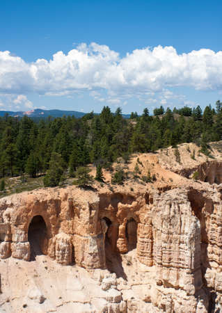 Grottos in the cliffs near Inspiration Point in Bryce Canyon National Park, Utahの写真素材
