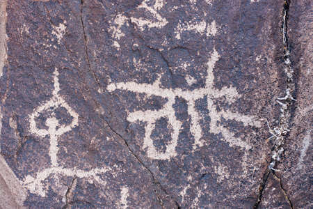 Ancient petroglyphs in Sloan Canyon near Las Vegas, Nevadaの写真素材