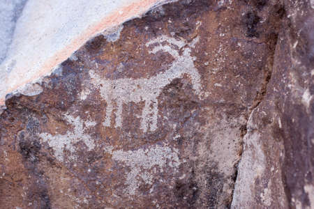 Ancient petroglyphs in Sloan Canyon near Las Vegas, Nevadaの写真素材