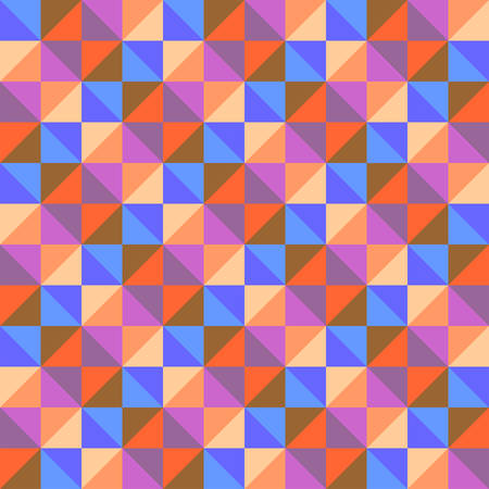 Geometric seamless pattern of multicolored squares from triangles. Vector design.のイラスト素材