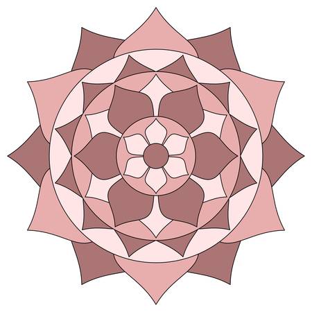 Beautiful concentric dusty pink mandala with floral pattern. Vector design.のイラスト素材