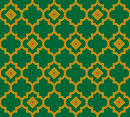 Abstract geometric pattern on green background. Seamless print for wallpaper. Vector drawing.のイラスト素材