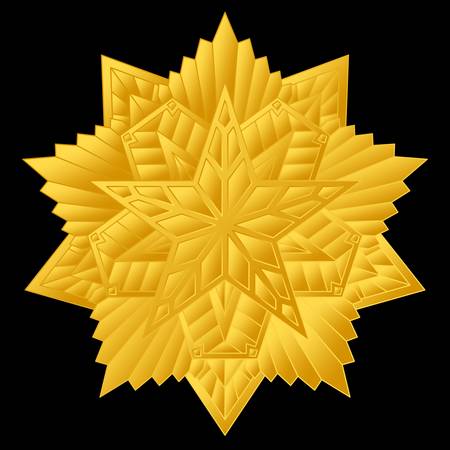 Gold medallion with relief Soviet-style mandala. Vector drawing.のイラスト素材