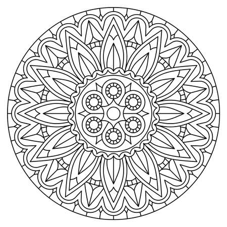 Beautiful round mandala with floral pattern isolated on white background. Vector design.のイラスト素材