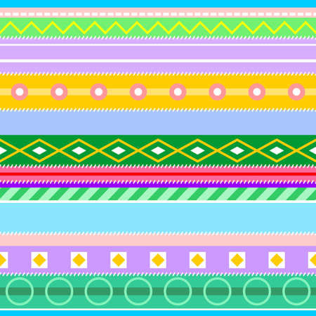 Seamless geometric multicolored horizontal pattern. Vector design.のイラスト素材
