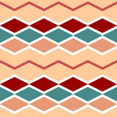 Seamless abstract background with rhombic pattern and zigzags. Vector image.のイラスト素材