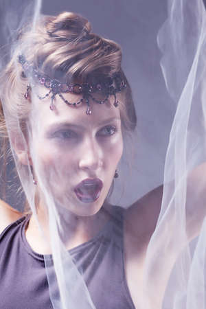 Portrait of sexy caucasian young woman with glamour make-upの写真素材