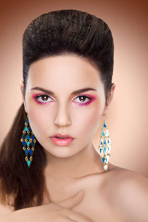 Portrait of Beautiful Brunette - Brown Hair girlの写真素材