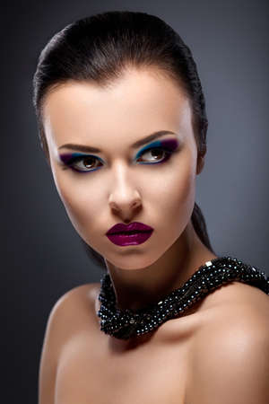 Beauty Stylish Girl closeup Portrait - Bright Evening Makeupの写真素材