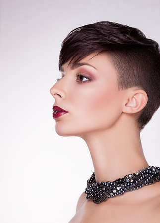 Aristocratic Profile of Modern Imposing Woman - Short Hairs, Bobの写真素材