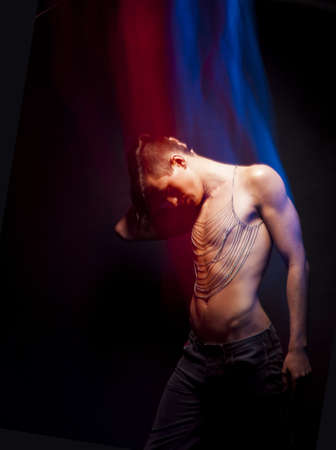 Theater. Emotions. Dramatic Actor Acting. Performanceの写真素材