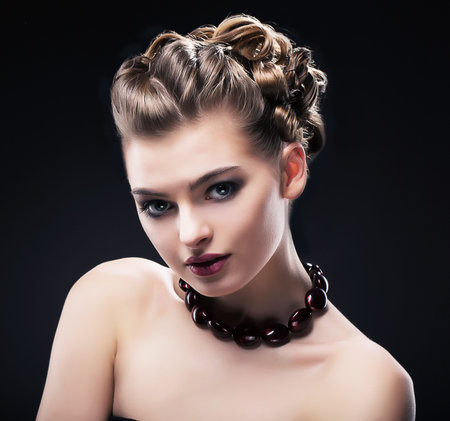 Luxury. Rich Noble Woman wearing Amber Necklace. Formal Party