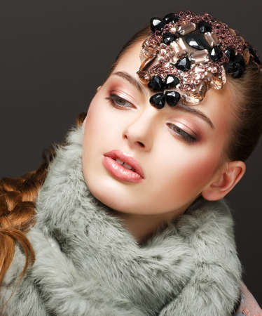 Fantasy. Russian Woman fashion Model with Brilliant Crownの写真素材