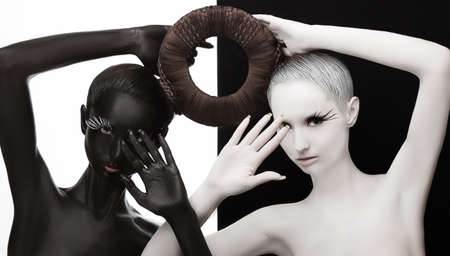 Tao. Zen. Modern Interpretation of Esoteric Ying Yang Symbol. Feng shui Amuletの写真素材