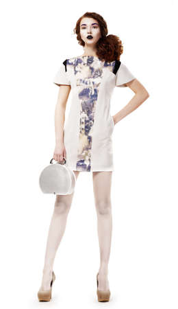 Pretty Stylish Woman in Urban Costume. Elegance. Trendy Collectionの写真素材