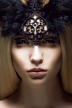 Romance. Close up Portrait of charming Woman. Victorian Style. Fantasyの写真素材