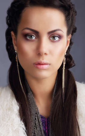 Portrait of Snazzy Fashion Model with Long Earringsの写真素材