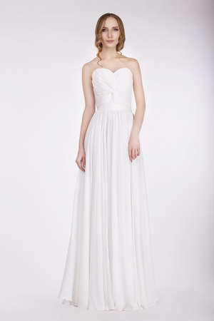 Appealing Young Bride in Wedding Dressの写真素材