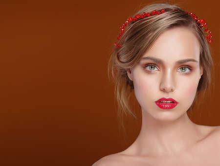 Studio Portrait of Well-Groomed Aristocratic Womanの写真素材