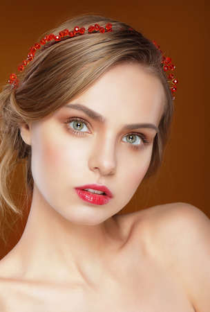 Pure Beauty. Face of Young Beautiful Womanの写真素材