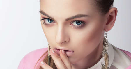 Close Up Portrait of Young Womanの写真素材