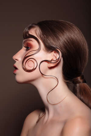Ð¡loseup portrait. Profile. Beauty.の写真素材