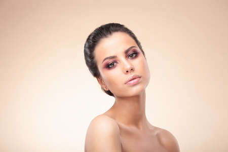 Woman beauty skin care close up portrait.の写真素材