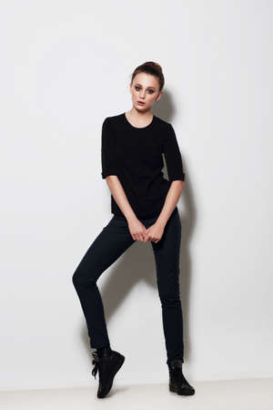 Young woman posing in the studio. Fashion. Clothing. Youth.の写真素材
