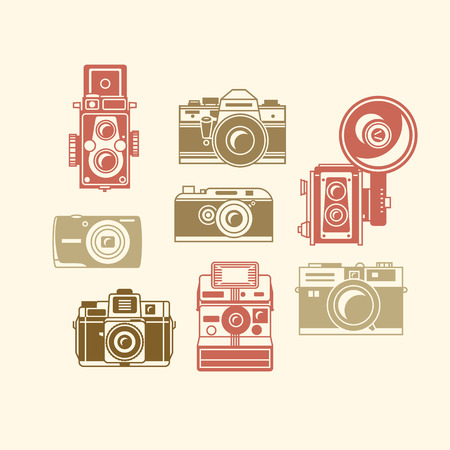 Classic photo camera icons vector illustrationのイラスト素材
