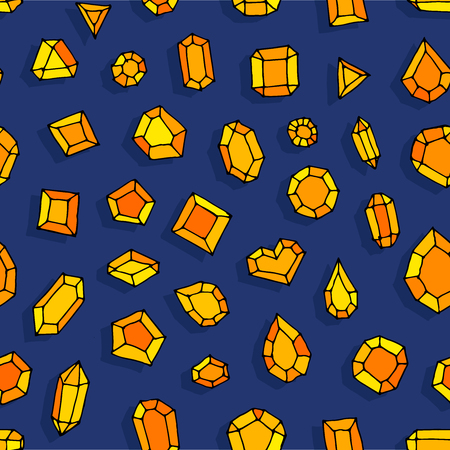 Hand drawn doodle gems illustration backgroundのイラスト素材