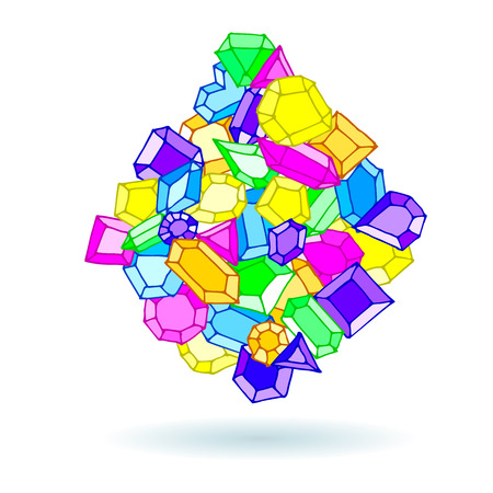Cartoon hand drawn doodle gems vector ball backgroundのイラスト素材