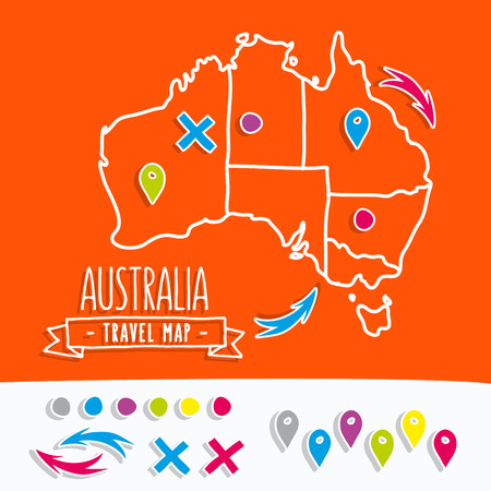 Hand drawn travel map illustration. Perfect for blog and printのイラスト素材