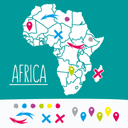 Hand drawn travel map illustration. Perfect for blog and printのイラスト素材