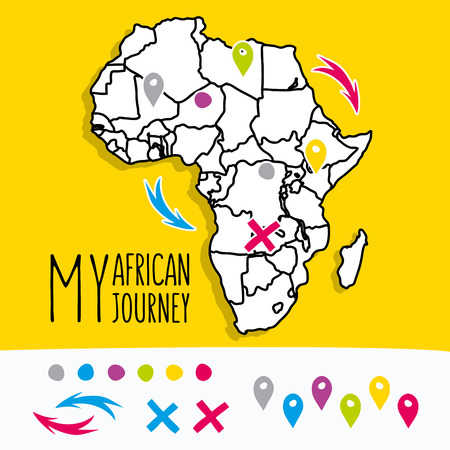 Hand drawn travel map illustration. Perfect for blog and printのイラスト素材