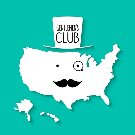 Fun moustache cartoon map vector illustration backgroundのイラスト素材