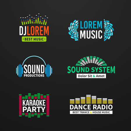 Fourth music equalizer emblem elements set separatedのイラスト素材