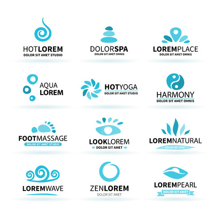 First big set of spa hot yoga zen massage  elements vector illustrationのイラスト素材
